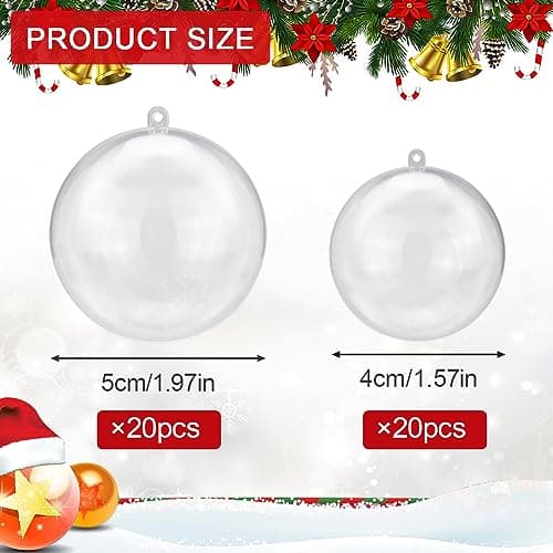 LIMITADA 40 Pcs Boule de Noël Transparente 4/5 cm Boules Transparentes à Remplir en Plastique Boules Transparentes à Garnir Séparables Petite Boule Transparente Sapin pour Décoration Arbre de Noël DIY