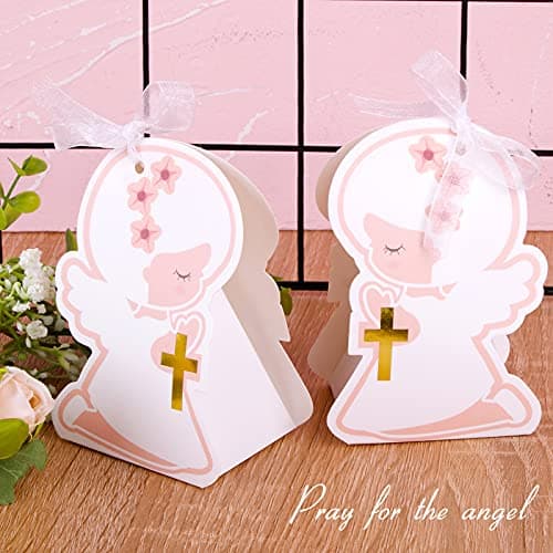 50PCS Boîte Baptême Fille Bonbonnières en Forme Ange pour Baptême Naissance Fête Anniversaire
