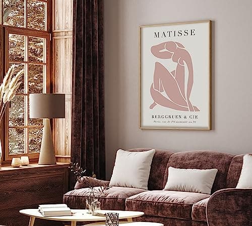 ag.art deco Affiche Decoration Murale 30x40 cm | Affiche Murale pour Salon et Chambre à Coucher | Poster Mural Sans Cadre | Lot de 3 Tableaux (Matisse Rose Pastel)
