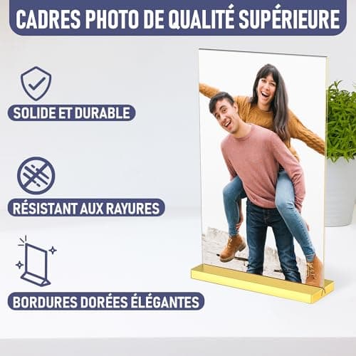 Luxueux cadres dorés en acrylique A6, lot de 6, expositions de photos impressionnantes, améliorez l'ambiance de l'événement avec des porte-numéros de table en or exquis, porte-affiche en or élégant