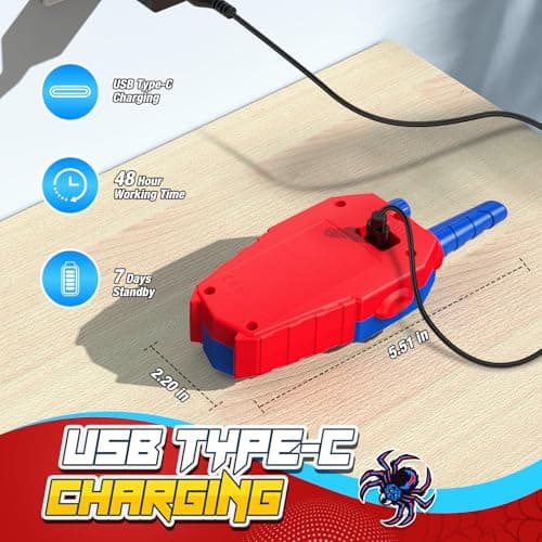 Toyokid Jouet Garcon 3 4 5 6 7 8 9 10 Ans, Talkie Walkie Enfants Rechargeable Jouet Fille 3-10 Ans Spider Talkie Walkie Cadeau Garcon Fille 3 4 5 6 7 8 9 10 Ans Toki Walki Jeux d'extérieur Enfant