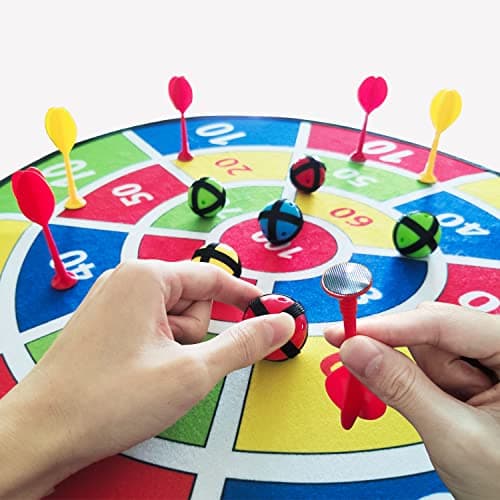 Jeux de Fléchettes pour Enfants, 66cm Jeu de Flechette sûr Double Face, Cible Flechette Jouets de Sport avec Balles Collantes, Jouet Intérieurs et Extérieurs Enfant Cadeau Fille Garçon