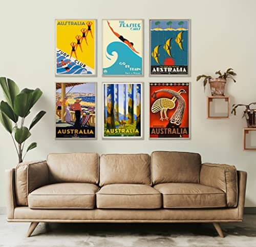Set of Travel Posters 6 Australian Vintage Travel Posters Travel Prints Travel Wall Art Set of Prints Australian Travel Poster Travel Art (21cm x 30cm)
