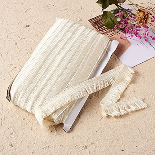 Beadthoven Garniture à franges en dentelle brodée pour vêtements, rideaux de mariage, robe, abat-jour, décoration d'intérieur - 25 m