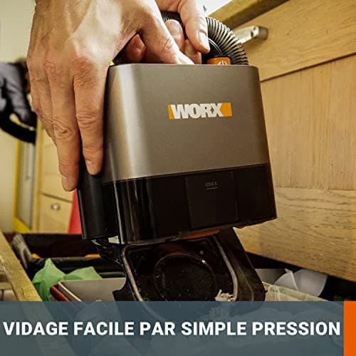 WORX Aspirateur Voiture Puissant sans Fil 18V(20V Max) WX030 Aspirateur à Main sur Batterie 150W 10KPa avec Boîte de Rangement Intégrée Dépoussiérage Maille filtrante Lavable