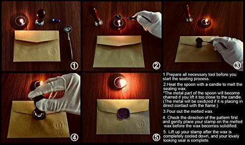 Mceal Tampon de cire - Tête en laiton argenté avec poignée en bois - Série A à Z - Lettre N