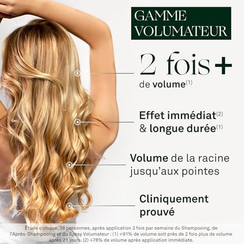 LUXEOL - Protocole Volumateur - Shampoing + Après-Shampoing + Spray - Double le Volume des Cheveux - Effet Immédiat(2) & Longue Durée(1) - Cliniquement Prouvé - 200 ml, 200 ml et 150 ml
