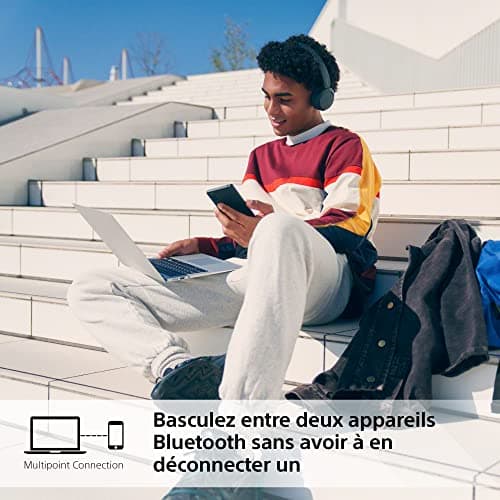 Sony WH-CH520 - Casque Bluetooth sans Fil, Multipoint, Micro intégré - jusqu'à 50 Heures d'autonomie et Charge Rapide - Noir