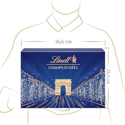 Lindt - Boîte CHAMPS-ÉLYSÉES Assorti - Assortiment de Chocolats au Lait, Noirs et Blancs - Pralinés, Croustillants et Onctueux - Idéal pour Noël, 469g
