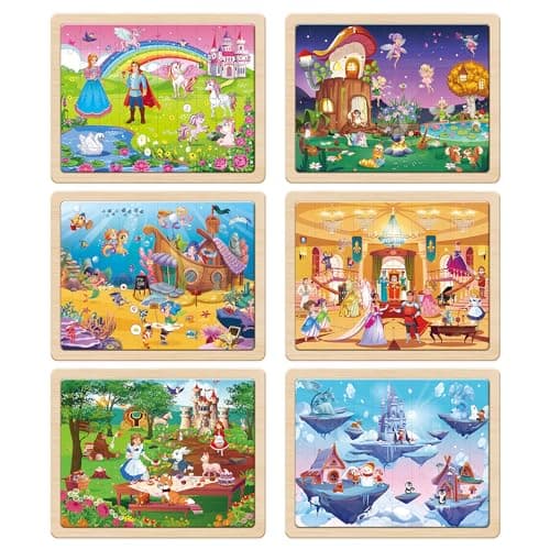 SYNARRY Puzzle Enfant 3 4 5 6 7 8 Ans, Puzzle Bois 6×60 Pièces, Jouet Educatif Préscolaire, Jouets Cadeaux pour Enfants de 3 à 8 Ans Filles Garçons