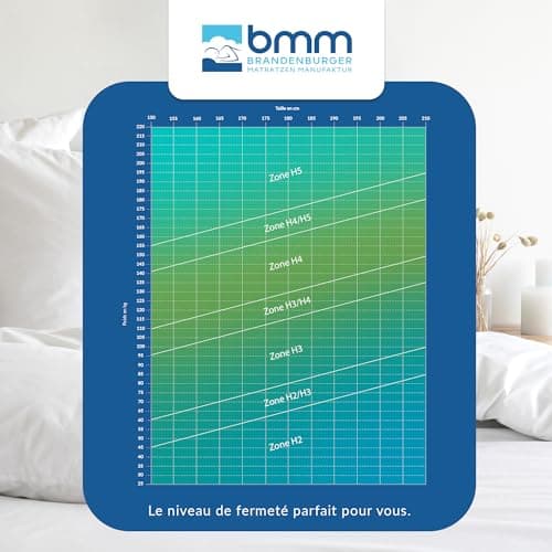 BMM Matelas Ortho Medic 140x200 cm avec Noyau à Ressorts ensachés Niveau de fermeté H3/certifié Öko-Tex/Matelas Ergonomique à 7 Zones Hauteur 21 cm/Matelas fabriqués en Allemagne