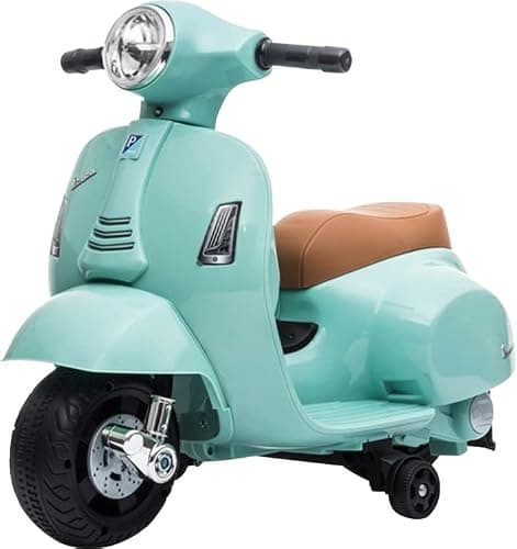 TURBO CHALLENGE - Porteur Vespa GTS Électrique -119151 - Vert d'eau - Batterie 6V + Chargeur USB Inclus - Poids Max 25 Kg - À Partir de 18 Mois