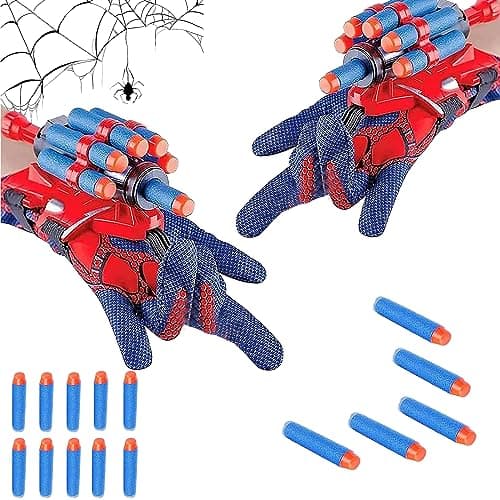 PTBWS Lot de 2 Gant de Lanceur Spiderman, Spiderman Launcher Gant de Cosplay en Plastique,Jouets de Poignet Lanceur de héros, Lanceur d'araignée Jouets éducatifs pour Enfants (B)