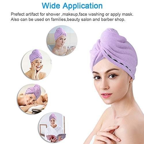 ACWOO Cheveux Serviette, 3pcs Cheveux Séchage Serviettes, Super Absorbant en Microfibre Serviette pour Cheveux Turban avec Bouton de Design Cheveux Secs Rapidement pour Femmes