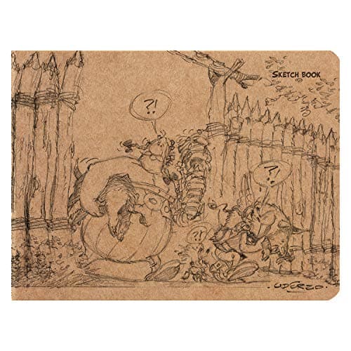 Clairefontaine 813000C - Un Carnet Piqué ''Astérix Crayonnés Sketchbook'' 60 Pages de Papier Dessin Sketch Uni Ivoire 90g, 16x21 cm, Couverture Kraft, 2 visuels, livraison aléatoire