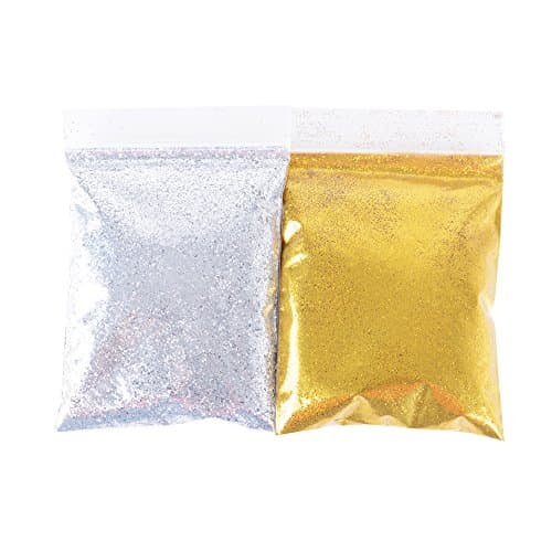 JNCH 50g Poudre Paillettes Doré + 50g Poudre Paillettes Argenté Scintillant pour Décoration Noël Loisirs Créatifs Manucure Ongles Nail Art