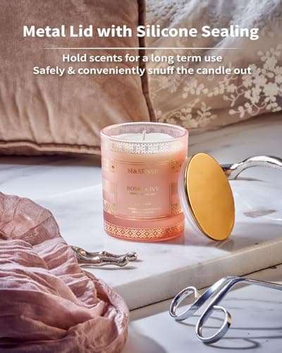 M&SENSE Bougie Rose Ivy, Bougies parfumées pour femmes, bougies de soja naturel à combustion lente de 45 heures 210g, bougies d'aromathérapie de luxe pour soulager le stress, décoration d'intérieur