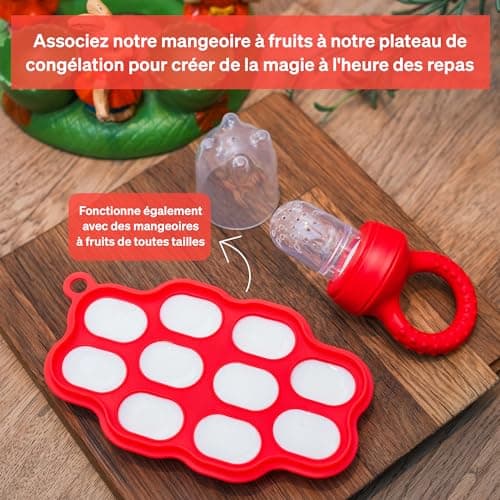 Bac a Glacons Avec Couvercle Bebe par LoveNoobsTM, Lot de 2 plateaux en silicone à 100%, Bac Glacon Bebe Diversification, Sans BPA, Moule Glace Bebe, Glacons Moule, Bac Congelation Puree Bebe