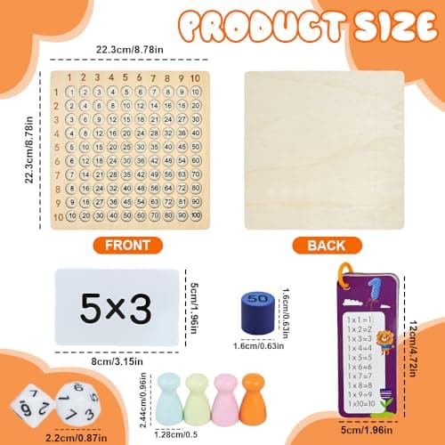 Tableau de Multiplication 1 x 1 Montessori Maths Jouet Éducatif Mathématiques Jeu d'apprentissage des Nombres Montessori Mathématique Jeu De Cartes Jouets Montessori Cadeaux pour Apprendre à Compter