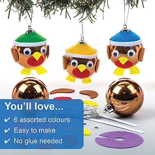 Baker Ross Kits de Boules de Noël Rouge-Gorge Que Les Enfants pourront fabriquer, décorer et Personnaliser - Activités créatives de Noël pour Enfant (Lot de 6)