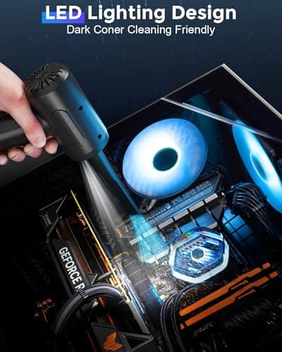 AKLIFFE Aspirateur Voiture Souffleur PC Electrique 3 en 1, 7800mAh, 120.000 TR/Min 3 Vitesses Bombe Air Sec - Nettoyage PC avec Lumière LED, Souffleur Air Comprimé pour Clavier d'ordinateur de Voiture