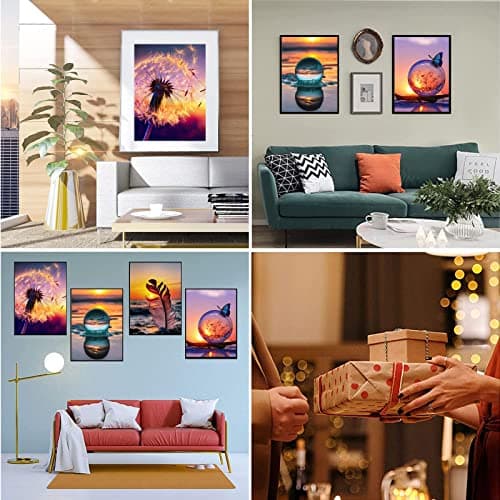 4 Pièces Peinture Diamant 5D, Kit Complet de Peinture Diamant, Broderie Diamant Kit Complet, DIY Diamant Painting Arts Artisanat Peinture Photos Décoration, pour Maison, Bureau, Décorer (30 x 40 cm)