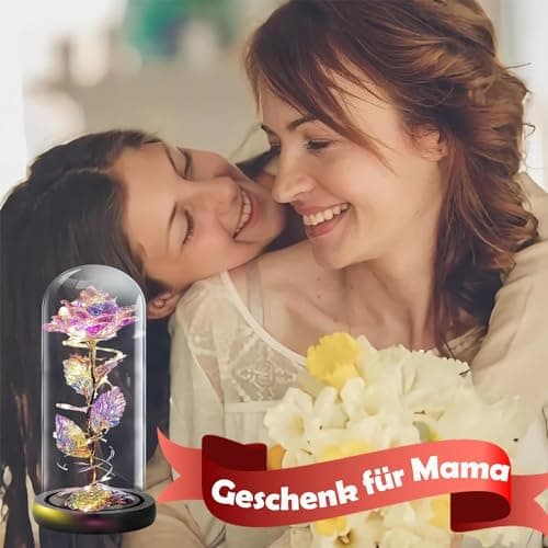 ELEUTH Rose Eternelle sous Cloche, La Belle et la Bête, Rose Fleur de Noël, Dôme Verre Rose Éternelle avec Lumière LED, Cadeau pour la Fête des Mères Saint-Valentin Fête Anniversaire Mariage