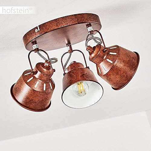 hofstein Plafonnier Safari en métal finitions rouille, luminaire de plafond à 3 spots orientables pour ampoules E14, ampoule(s) non incluse(s)