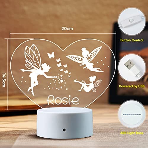 VEELU Veilleuse LED pour Bébé Lampe Personnalisée avec Prenom Cadeau de Baptême pour Garçon et Fille Cadeau Naissance Fille