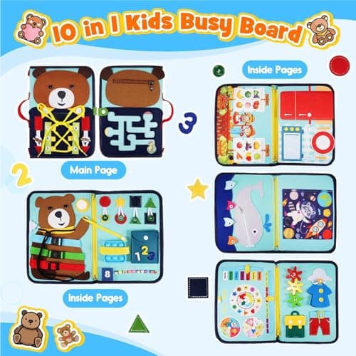 HappyKidsClub Jouet Enfant 1 2 3 4 Ans Garçon Fille, Busy Board Planche Activité Montessori 1 2 Ans Cadeau Noel Enfant 1-4 Ans Garçon Jeux Enfant 1-4 Ans Jeux Educatif Enfant 1 2 3 Ans Avion Jouet