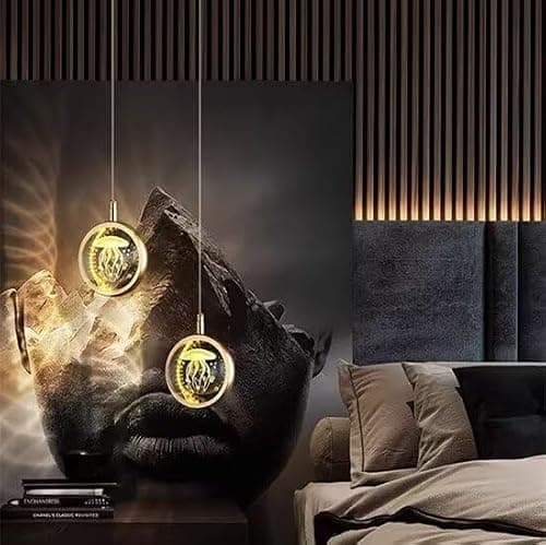 TTNAO Lustres Salon Cuisine Anneaux métalliques Avec K9 Boule de Cristal Moderne Lampe Suspendue Lustre Cristal Chambre Suspensions Lampe Chambre Couloir Salon Cuisine-(Méduses)