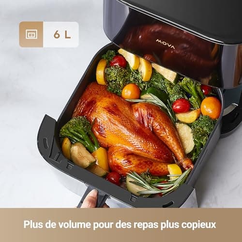Dreame Mova AeroChef FD10 Pro Friteuse à air chaud, Effet Croustillant Rapide, Friteuse sans Huile, Grande Friteuse à Air Chaud de 6L, Double Système de Chauffage, 50 °C-230 °C, 11 Modes Préréglés
