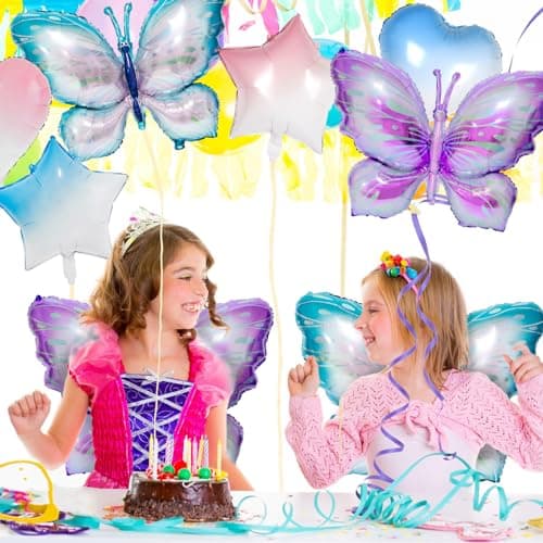 Ballons en Papier Aluminium Papillon, 8 Pièces Ballons Theme Anniversaire Papillon Ballons à Motif Papillon, pour Filles Fête à Thème Papillon Fête de Jardin Anniversaire Mariage (B)
