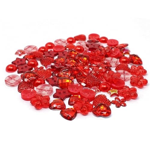 Lot de 100 boutons plats en acrylique et résine Rouge