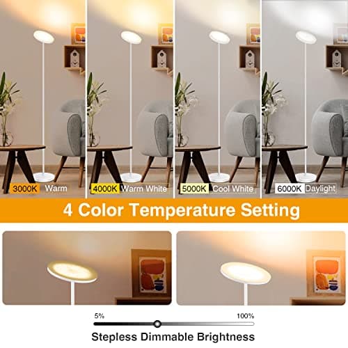 OUTON Lampadaire LED, 30W/3000LM Lumineux Lampadaire, 3000K-6000K Dimmable Lampe sur Pied avec Télécommande et Contrôle Tactile, Minuterie 1-Heure, Haut Lampadaire sur Pied Salon, Chambre et Bureau