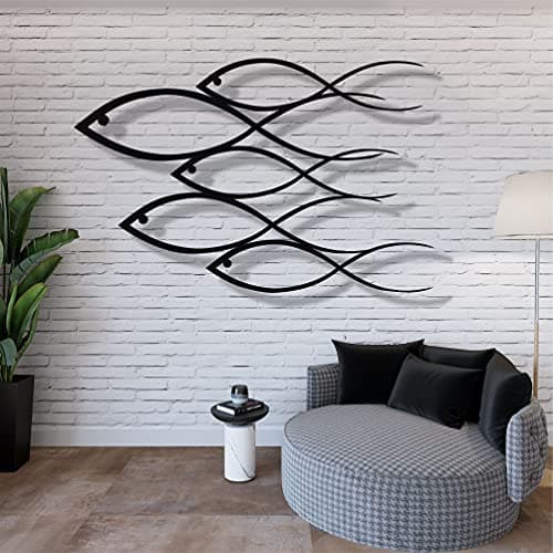 DEKADRON Décoration murale en métal, décoration en forme de poisson, décoration d'intérieur et d'extérieur (45 x 30 cm)