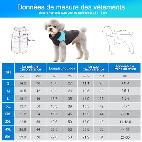 Warm Dog Coats Waterproof Winter Warm Jacket Puppy Clothes Vest for Small Medium Large Dogs (L, Bleu)
