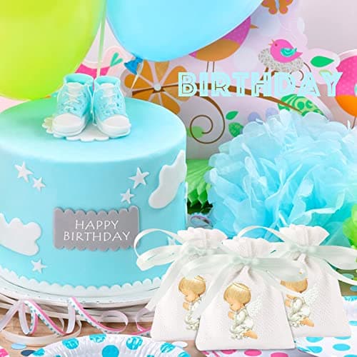 BETESSIN 24pcs Sachet Cadeau Dragée Jute Pochette Communion Baptême 8x10cm Toile Chanvre Confirmation Sac Poche Bijoux Bonbon Chocolat Perle Faveur Décoration Fête Communion
