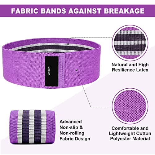 Bande Elastique Musculation en Tissu, Bande Elastique Fitness 3 Niveaux de Force, Elastique Sport pour Le Yoga/Pilates/Fitness/Squats/Pont fessiers