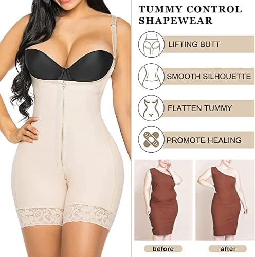YIANNA Body Gainant Femme Ventre Plat Invisible Gaine Amincissante Shapewear Post Accouchement Serre Taille Fajas Colombianas Reductoras Beige, XL 7212