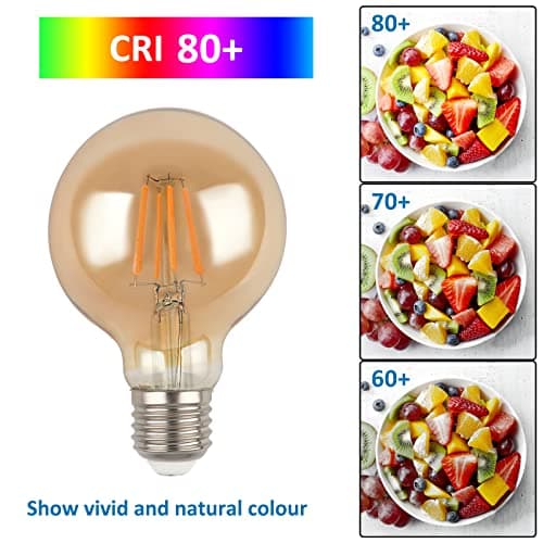 SCNNC Ampoule LED E27 Vintage Dimmable 4W G80 220-240V 400LM Blanc Chaud