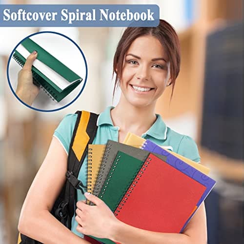 Lot de 6 Cahier Spirale A5, 21x14,5cm 60 Feuilles Lignée Couverture Kraft Colorée Vierge Carnet Spirale A5 Carnet de Notes pour Femmes Adolescentes En écrivant Prendre des Notes École Bureaule Cadeau
