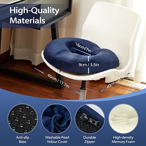 LITSPOT Donut Cushion Orthopedic Ring Memory Foam pour Le Soulagement des Hémorroïdes et Coussin Coccyx Pain Post Natal pour Fauteuil Roulant Siège de Voiture Bureau Extérieur