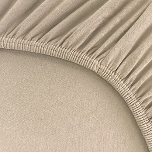 Edda Lux Drap Housse Premium pour Lit à Sommier Tapissier et Matelas jusqu'à 40 cm de Haut, 95% Coton 5% Élasthanne, 140x200, 160x200, 160x220, Sable