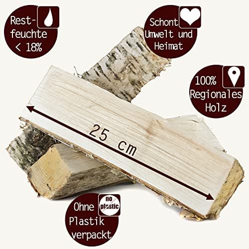 Bois de Chauffage Sélection de Bois 5-500 kg pour poêle et cheminée Poêle de cheminée Firebowl Grill Bouleau Bois de Bouleau Bûches 25 cm Flameup, Foule:30 kg