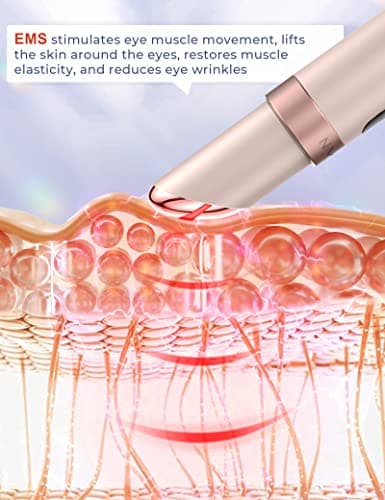 ANLAN Appareil Massage des Yeux EMS, Masseur pour Yeux 4 modes Anti Cernes Rides Poches, Appareil Soin Yeux Rechargeable avec Affichage LCD(38-45°C) Rose