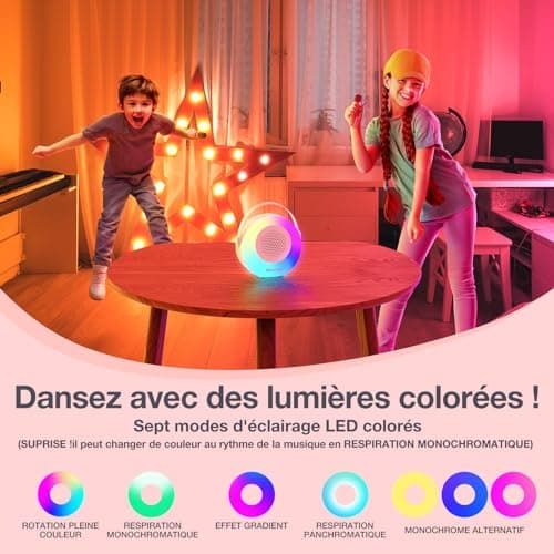 BlitzMax Micro Karaoke avec 2 Micro sans Fil, Karaoke Enfant Haut-Parleur Bluetooth Portable, Machine de Karaoké avec Lumières et Sons, Cadeau pour Enfants et Adultes, pour Fête et Voyage (Rose)