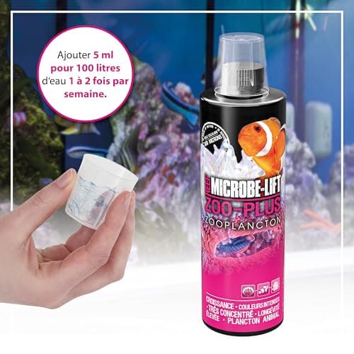 Microbe-Lift Zoo-Plus - 473 ML - Plancton de Haute qualité pour Aquariums Marins, Nourriture préservée Qui favorise la santé et la vitalité des coraux et Poissons.
