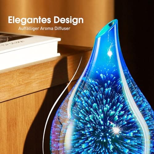 Porseme Aroma Diffuser Luftbefeuchter 100ml,Handgeblasen 3D Luftbefeuchter Ultraschall Leise 7 farbwechselnde LEDs Raumbefeuchter BPA Frei für Wohnung Yoga Spa mit Timer (Silver)
