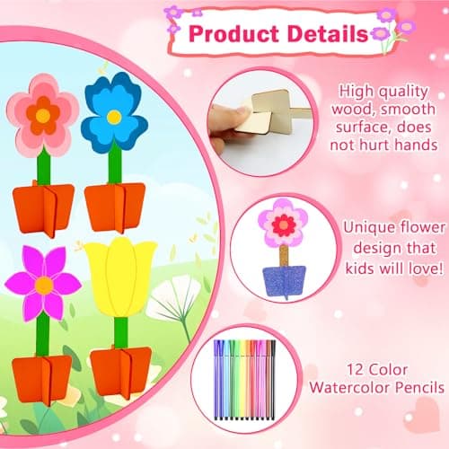 RUIJIE 3D Bricolage Fleurs en Bois, 20 Pcs Kits Fleurs Artisanat en Bois à Peindre, DIY Activité Manuelle Peinture, Fleurs Décoration Loisirs Créatifs pour Enfants Cadeau Anniversaire Jouet Party
